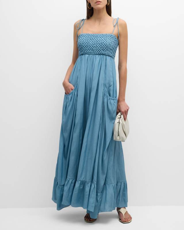 Florina Sleeveless Smocked Flounce Maxi Dress